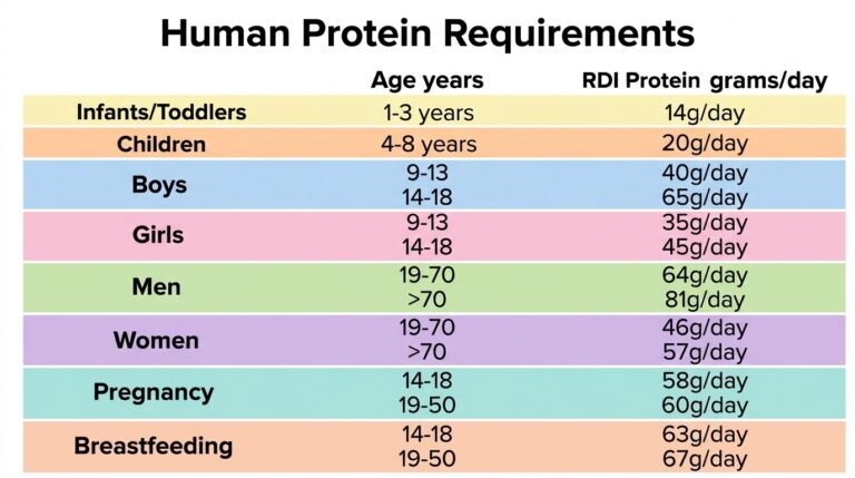 Human Daily Protein Requirements - Age Related